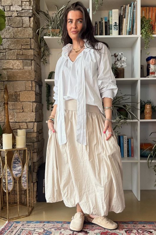 Paloma Bubble Hem Midi Skirt Calico